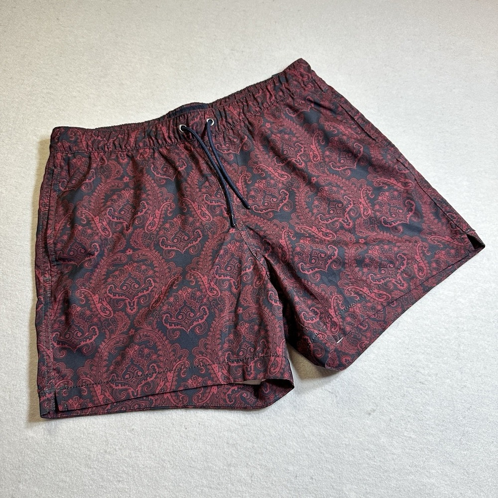 Abercrombie & Fitch Mens Small Stretch Paisley Swim Board Shorts Blue Red NWT